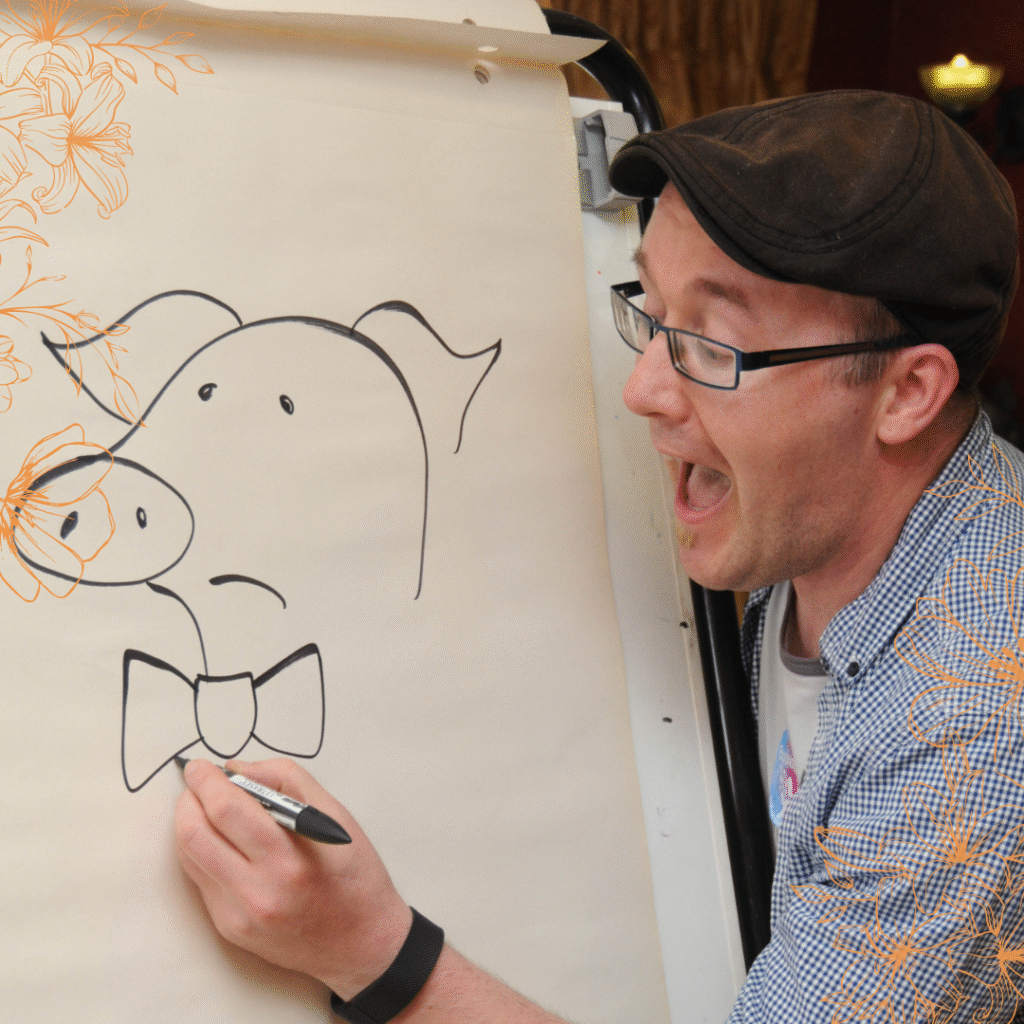 comic drawing with Wayne